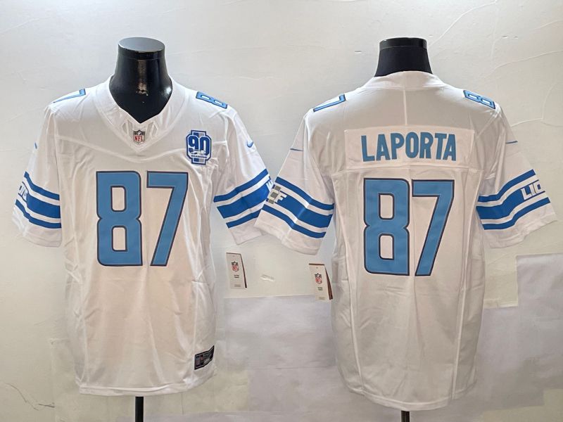 Men Detroit Lions #87 Laporta White three generations 2024 Nike Limited NFL Jersey style 01021